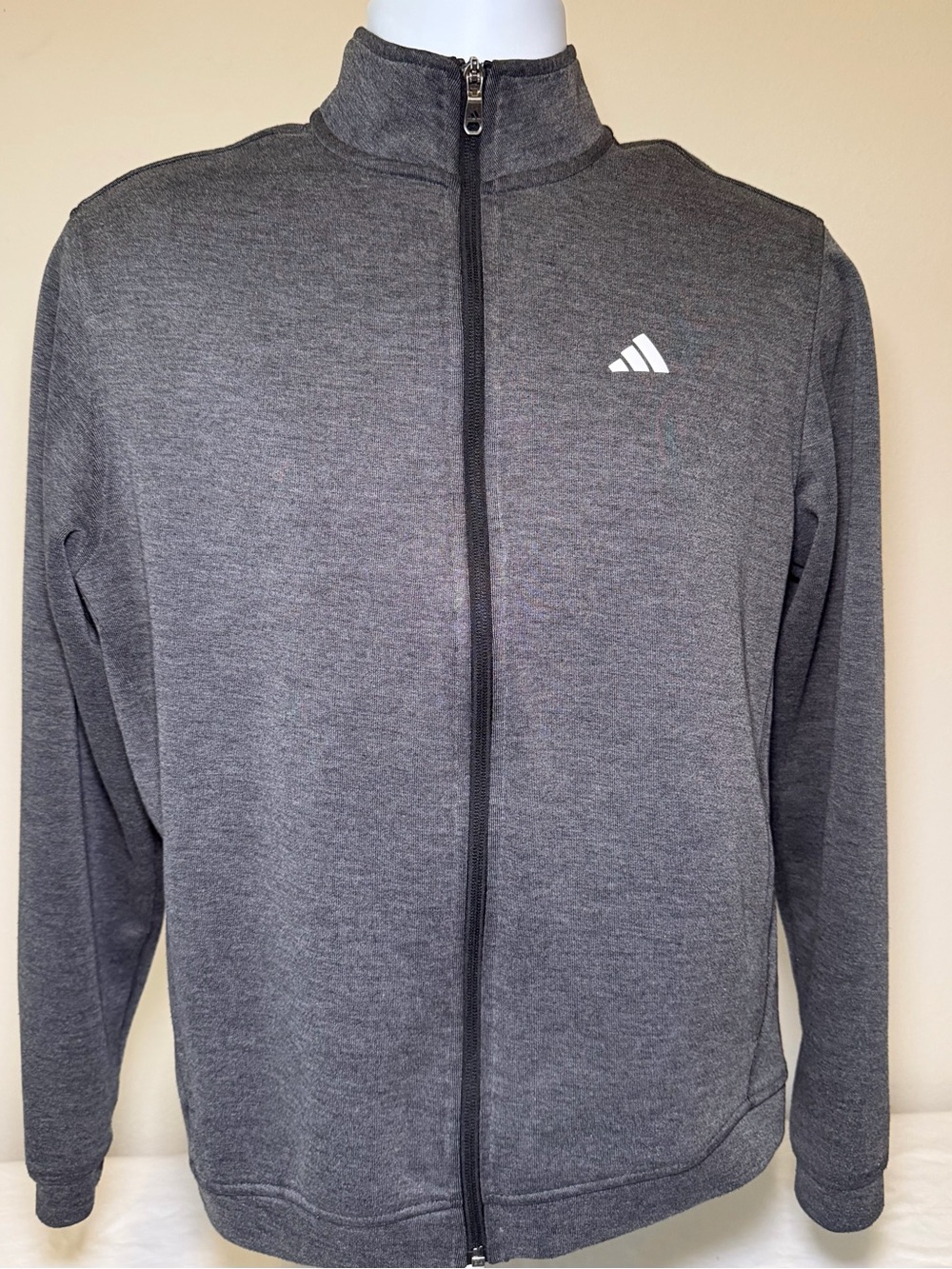 adidas Men's Heather Charcoal Full-Zip Performance Jacket